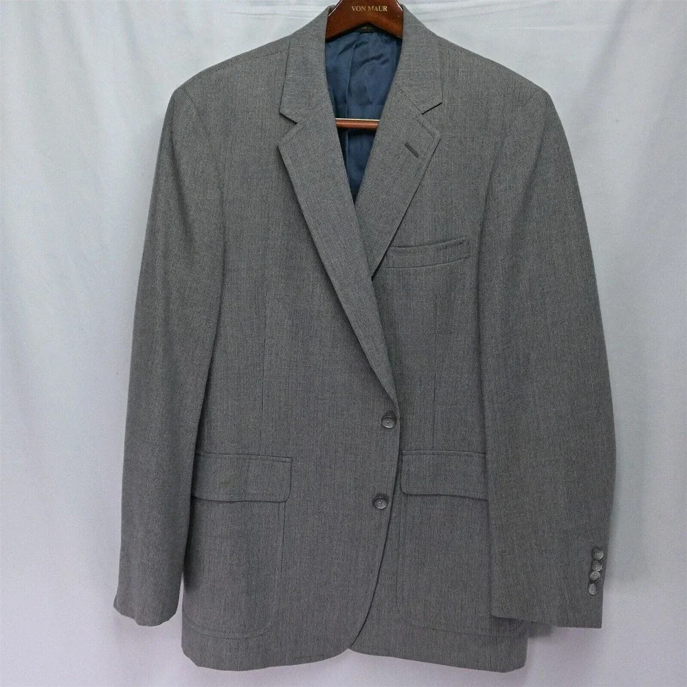 Hart Schaffner Marx 42L Gray Woven 2 Button Blazer Jacket Sport Coat